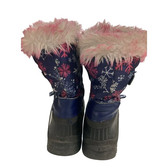 Dream Pairs Girls Size 4 Navy Fuchsia Faux Fur Winter Snow Boots - Picture 3 of 7